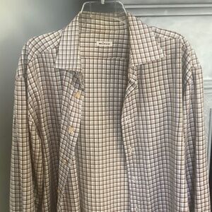 Kiton Beige and White Checked Casual Button-Down Shirt Large